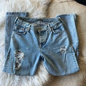 Pull & Bear Low-rise Distressed Straight Leg Jeans